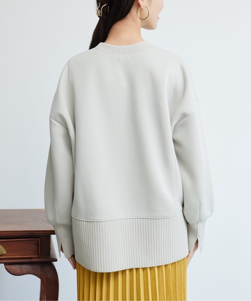 Chez toi（シェトワ）の「軽量ボンディング×リブ切替プルオーバー（Tシャツ/カットソー・レディース・グレー/アイボリー/オレンジ/ブラック/グレー系その他/ミント/ブラック系その他/ホワイト系その他・FREE）」の19枚目の写真