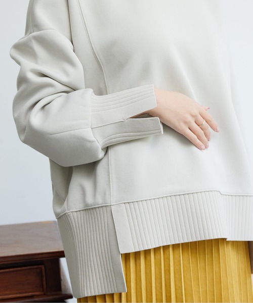 Chez toi（シェトワ）の「軽量ボンディング×リブ切替プルオーバー（Tシャツ/カットソー・レディース・グレー/アイボリー/オレンジ/ブラック/グレー系その他/ミント/ブラック系その他/ホワイト系その他・FREE）」の20枚目の写真