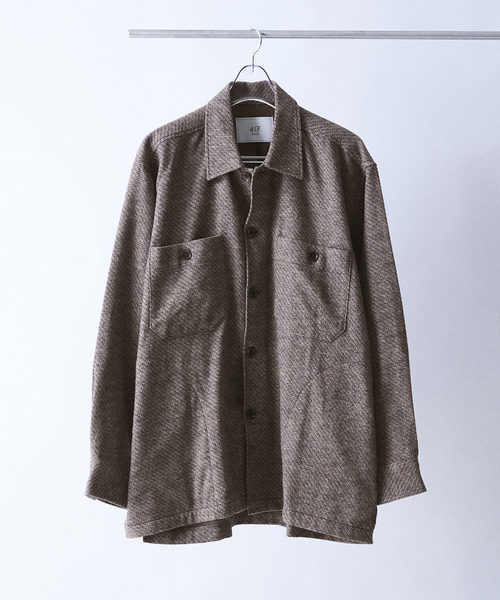 417 EDIFICE（フォーワンセブンエディフィス）の「**メランジフランネルシャツ（シャツ/ブラウス・メンズ・ブルー系その他/ベージュ・LARGE/MEDIUM）」の2枚目の写真