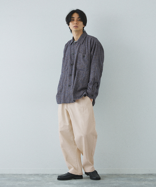 417 EDIFICE（フォーワンセブンエディフィス）の「**メランジフランネルシャツ（シャツ/ブラウス・メンズ・ブルー系その他/ベージュ・LARGE/MEDIUM）」の3枚目の写真