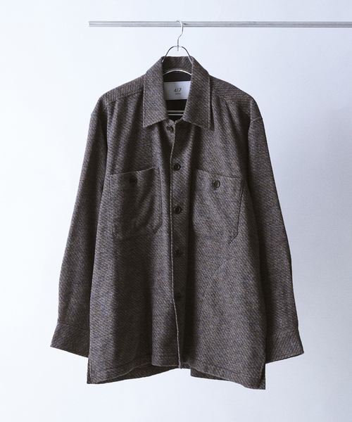 417 EDIFICE（フォーワンセブンエディフィス）の「**メランジフランネルシャツ（シャツ/ブラウス・メンズ・ブルー系その他/ベージュ・LARGE/MEDIUM）」の6枚目の写真