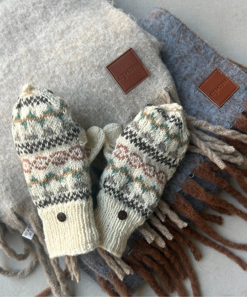 CPCM（シーピーシーエム）の「ハンドニットミトン（手袋・レディース・オフホワイト・FREE）」の2枚目の写真