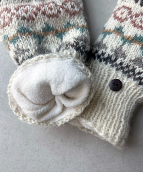 CPCM（シーピーシーエム）の「ハンドニットミトン（手袋・レディース・オフホワイト・FREE）」の6枚目の写真