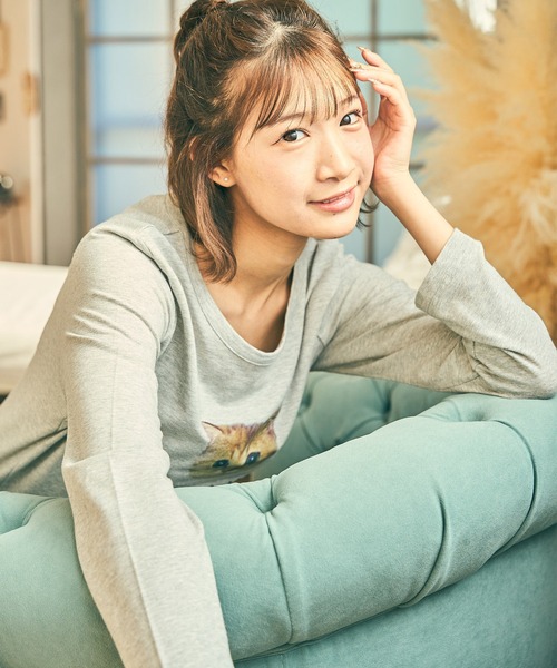 PAUL&JOE】ヌネット&ロゴプリント ロングTシャツ（ルームウェア