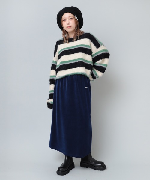 RNA（アールエヌエー）の「E4944 リブニットベレー（ハンチング/ベレー帽・レディース・マルチ/ブラック/ピンク・FREE）」の6枚目の写真