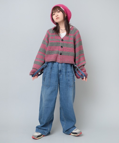 RNA（アールエヌエー）の「E4944 リブニットベレー（ハンチング/ベレー帽・レディース・マルチ/ブラック/ピンク・FREE）」の11枚目の写真