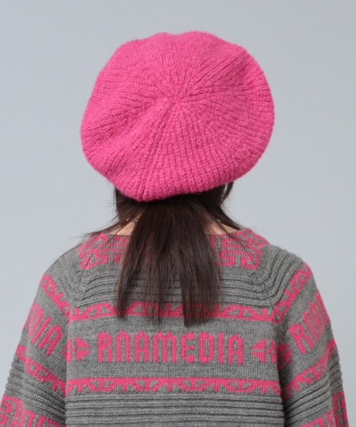 RNA（アールエヌエー）の「E4944 リブニットベレー（ハンチング/ベレー帽・レディース・マルチ/ブラック/ピンク・FREE）」の10枚目の写真