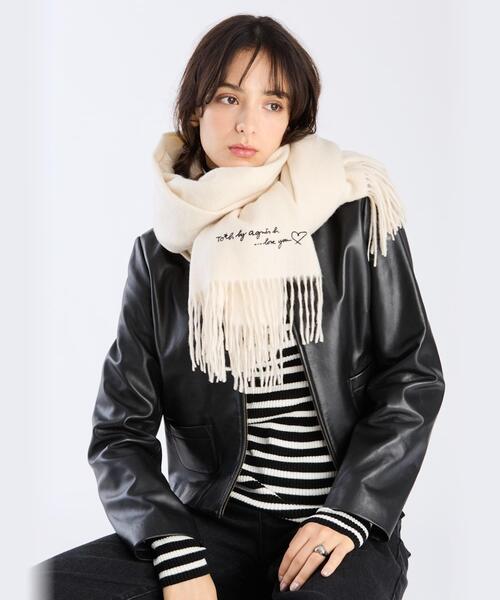 To b. by agnes b.（トゥービーバイアニエスベー）の「ロゴ刺繍 ウール カシミア マフラー（マフラー・レディース・ホワイト系その他・FREE）」の8枚目の写真