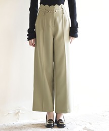 SAISON DE PAPILLON（セゾンドパピヨン）の「【高評価】スカラップウエストワイドパンツ シンプル 卒業式 入学式（スラックス）」