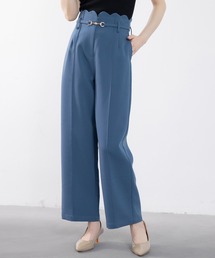 SAISON DE PAPILLON（セゾンドパピヨン）の「【高評価】スカラップウエストワイドパンツ シンプル 卒業式 入学式（スラックス）」