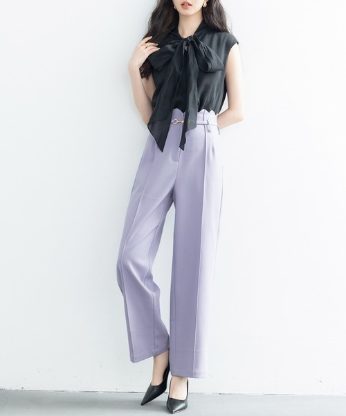 セール】スカラップウエストワイドパンツ（スラックス）｜SAISON DE