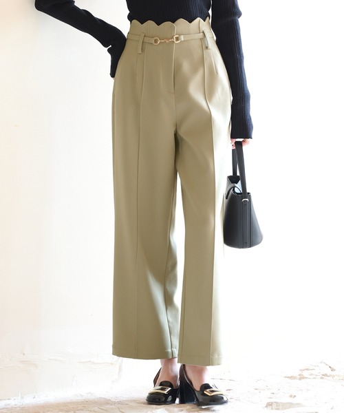 ＊美品＊エラ♡ワイドパンツ　スカラップ セール】スカラップウエストワイドパンツ（スラックス）｜SAISON