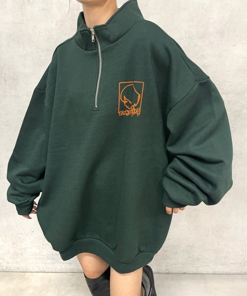 TOKYOGIRL（トーキョーガール）の「《WEB限定》【TOKYO GIRL】東京ガールハーフジップスウェット（スウェット・レディース・アッシュグレー/ブラック/チャコールグレー/グリーン/ダークグレー・FREE）」の5枚目の写真