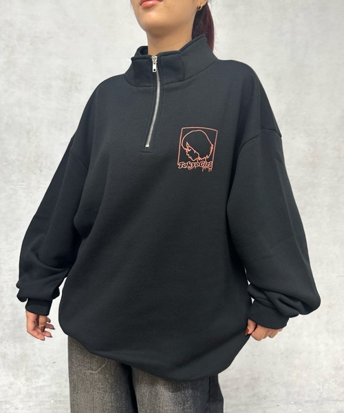 TOKYOGIRL（トーキョーガール）の「《WEB限定》【TOKYO GIRL】東京ガールハーフジップスウェット（スウェット・レディース・アッシュグレー/ブラック/チャコールグレー/グリーン/ダークグレー・FREE）」の2枚目の写真