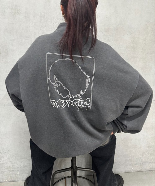TOKYOGIRL（トーキョーガール）の「《WEB限定》【TOKYO GIRL】東京ガールハーフジップスウェット（スウェット・レディース・アッシュグレー/ブラック/チャコールグレー/グリーン/ダークグレー・FREE）」の9枚目の写真