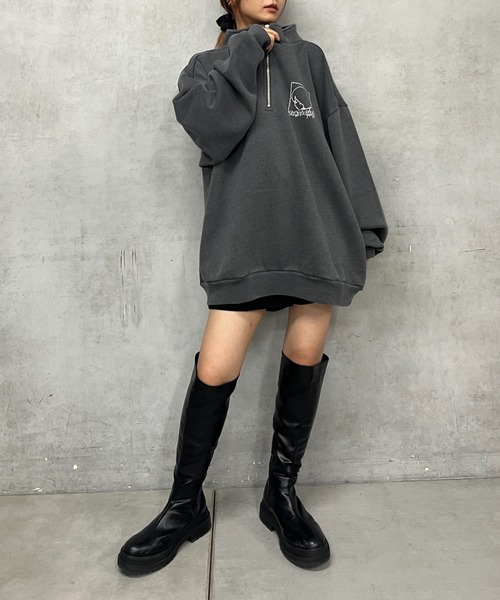 TOKYOGIRL（トーキョーガール）の「《WEB限定》【TOKYO GIRL】東京ガールハーフジップスウェット（スウェット・レディース・アッシュグレー/ブラック/チャコールグレー/グリーン/ダークグレー・FREE）」の13枚目の写真