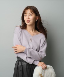 【新品】　ジャスグリッティー　ゆるVニット　ピンク JUSGLITTY（ジャスグリッティー）の「ゆるVニット（ニット/セーター