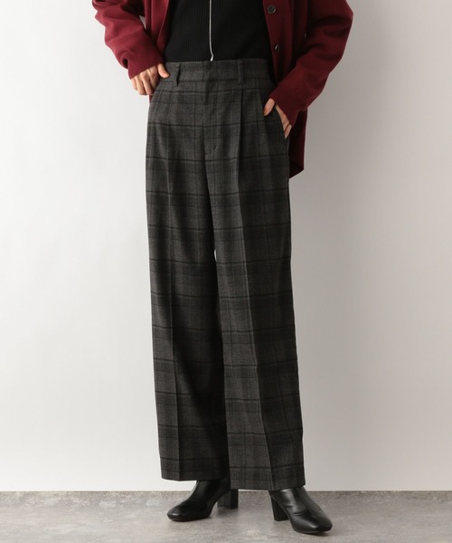 GLOBAL WORK（グローバルワーク）の「あったかウツクシルエットワイド柄パンツ/967825（その他パンツ・レディース・ネイビー/ブラウン/グレー/チャコールグレー・X-SMALL/LARGE/MEDIUM/SMALL）」の2枚目の写真