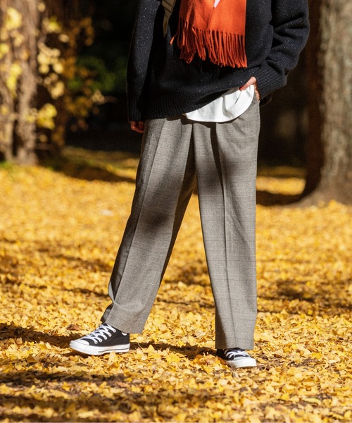 GLOBAL WORK（グローバルワーク）の「あったかウツクシルエットワイド柄パンツ/967825（その他パンツ・レディース・ネイビー/ブラウン/グレー/チャコールグレー・X-SMALL/LARGE/MEDIUM/SMALL）」の8枚目の写真