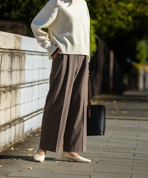 GLOBAL WORK（グローバルワーク）の「あったかウツクシルエットワイド柄パンツ/967825（その他パンツ・レディース・ネイビー/ブラウン/グレー/チャコールグレー・X-SMALL/LARGE/MEDIUM/SMALL）」の13枚目の写真