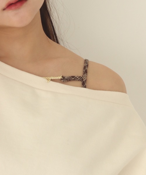 muguet(ミュゲ)の「one shoulder drost sweat(スウェット・レディース・アイボリー/ピンク・FREE)」の9枚目の写真