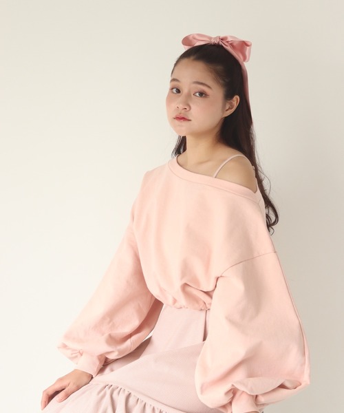muguet(ミュゲ)の「one shoulder drost sweat(スウェット・レディース・アイボリー/ピンク・FREE)」の17枚目の写真