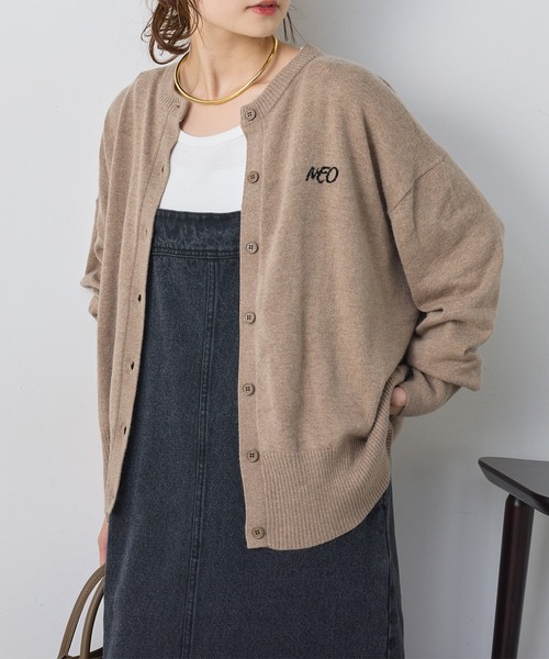 PUAL CE CIN(ピュアルセシン)の「ロゴインターシャニットカーディガン(カーディガン/ボレロ・レディース・ベージュ/ブラック/グレー・FREE)」の6枚目の写真