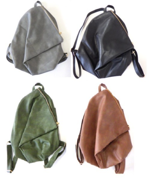 AVALON(U.Q)(アバロン)の「フェイクレザージップアシンメトリーリュック(バックパック/リュック・レディース・ブラック/カーキ/グレー/ブラウン・FREE)」の12枚目の写真
