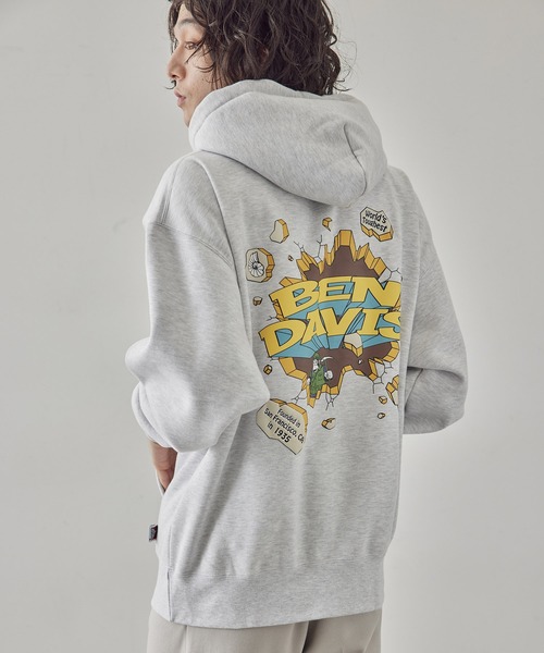JUNRED（ジュンレッド）の「BEN DAVIS別注 壁壊しロゴパーカー（パーカー・メンズ・ブラック/ライトグレー/オレンジ・L/M/LL）」の3枚目の写真