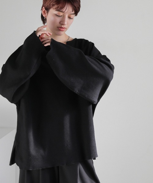 select MOCA(セレクトモカ)の「キーネックワッフルトップス(Tシャツ/カットソー・レディース・アイボリー/ブラック/グレイッシュベージュ・FREE)」の20枚目の写真