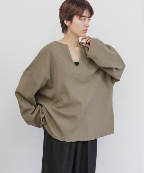 キーネックワッフルトップス（Tシャツ/カットソー）｜select MOCA