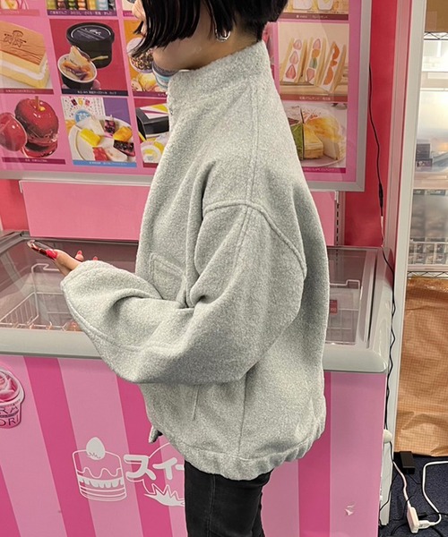 LYEON(リヨン)の「ブークレスタンドカラーブルゾン/ジャケット(ブルゾン・レディース・アイボリー/グレー/チャコールグレー・FREE)」の9枚目の写真