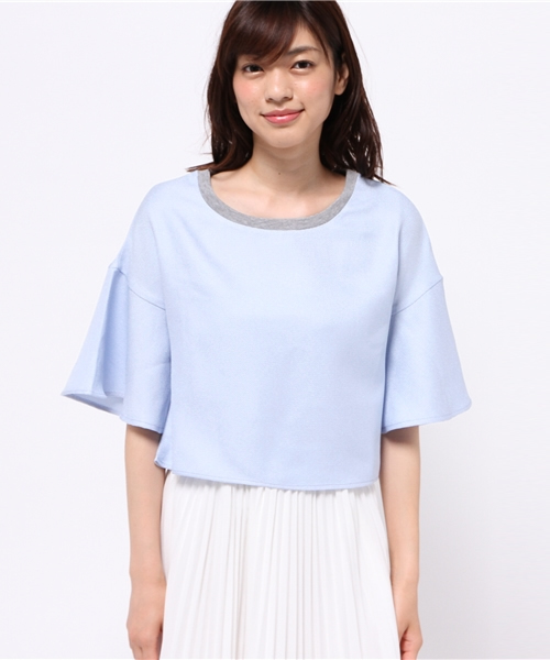 OUTLET（アウトレット）の「【mystic】フレア袖クロップド丈プルオーバー（シャツ/ブラウス・レディース・ピンク/サックスブルー/オフホワイト/ネイビー・FREE）」の5枚目の写真