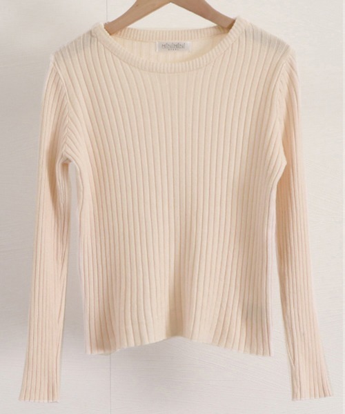 Miniministore(ミニミニストア)の「リブニットトップス 長袖リブカットソー(ニット/セーター・レディース・ネイビー/パープル/グレー/ベージュ/ミント/ブラウン/ブラック/ライトベージュ/ホワイト/ライトグレー・フリー)」の11枚目の写真