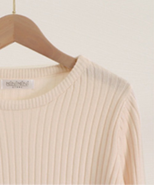 Miniministore(ミニミニストア)の「リブニットトップス 長袖リブカットソー(ニット/セーター・レディース・ネイビー/パープル/グレー/ベージュ/ミント/ブラウン/ブラック/ライトベージュ/ホワイト/ライトグレー・フリー)」の13枚目の写真