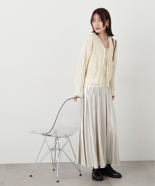 N.（N. Natural Beauty Basic）（エヌエヌナチュラルビューティーベーシック）の「◆柄編みニットカーディガン（カーディガン/ボレロ・レディース・クリーム/イエロー/ネイビー・MEDIUM）」の6枚目の写真