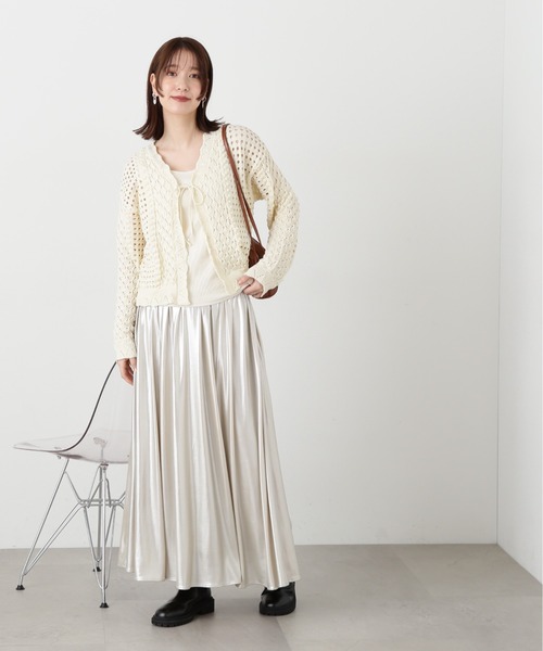 N.（N. Natural Beauty Basic）（エヌエヌナチュラルビューティーベーシック）の「◆柄編みニットカーディガン（カーディガン/ボレロ・レディース・クリーム/イエロー/ネイビー・MEDIUM）」の7枚目の写真