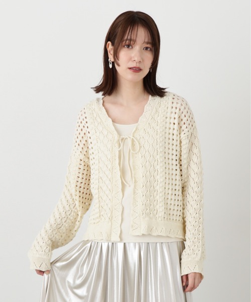 N.（N. Natural Beauty Basic）（エヌエヌナチュラルビューティーベーシック）の「◆柄編みニットカーディガン（カーディガン/ボレロ・レディース・クリーム/イエロー/ネイビー・MEDIUM）」の10枚目の写真