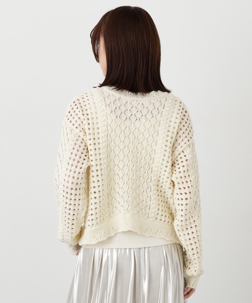 N.（N. Natural Beauty Basic）（エヌエヌナチュラルビューティーベーシック）の「◆柄編みニットカーディガン（カーディガン/ボレロ・レディース・クリーム/イエロー/ネイビー・MEDIUM）」の12枚目の写真