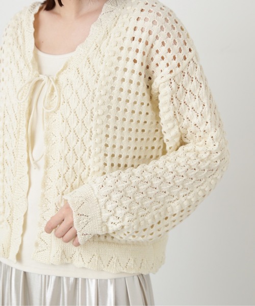 N.（N. Natural Beauty Basic）（エヌエヌナチュラルビューティーベーシック）の「◆柄編みニットカーディガン（カーディガン/ボレロ・レディース・クリーム/イエロー/ネイビー・MEDIUM）」の14枚目の写真