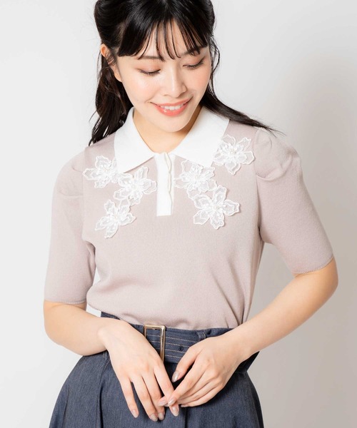 NOELA(ノエラ)の「3Dフラワー装飾ニット(ニット/セーター・レディース・サックスブルー/ピンク/ブラック・フリー)」の8枚目の写真