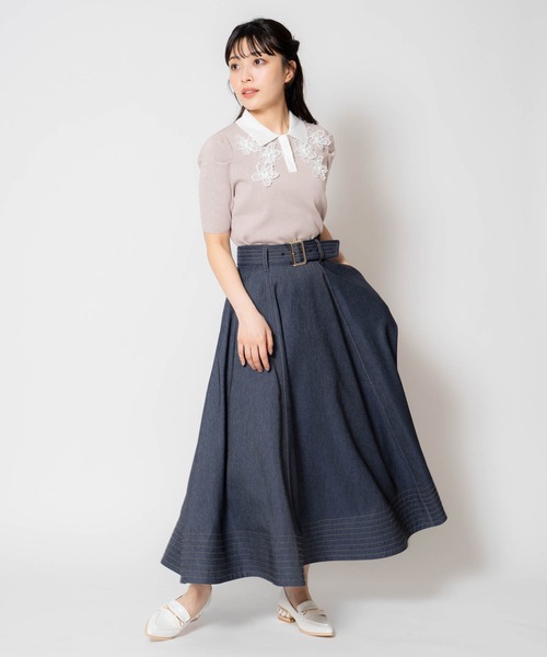 NOELA(ノエラ)の「3Dフラワー装飾ニット(ニット/セーター・レディース・サックスブルー/ピンク/ブラック・フリー)」の9枚目の写真