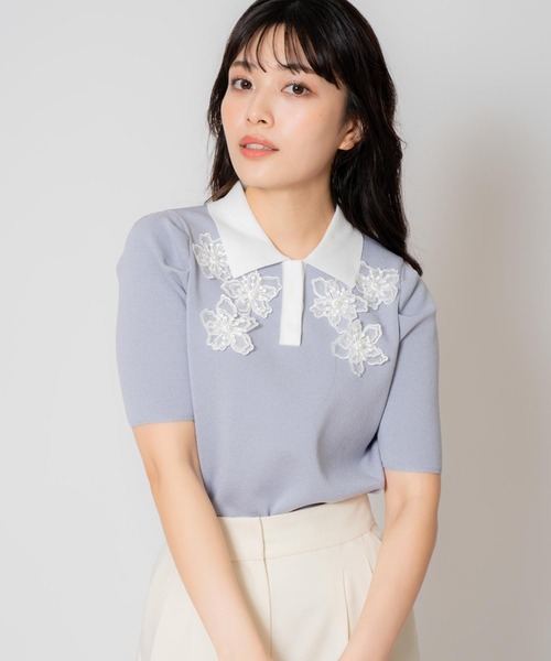 NOELA(ノエラ)の「3Dフラワー装飾ニット(ニット/セーター・レディース・サックスブルー/ピンク/ブラック・フリー)」の11枚目の写真