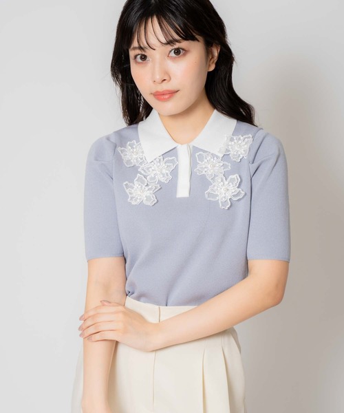 NOELA(ノエラ)の「3Dフラワー装飾ニット(ニット/セーター・レディース・サックスブルー/ピンク/ブラック・フリー)」の12枚目の写真