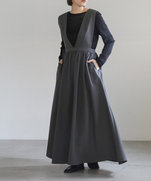 select MOCA（セレクトモカ）の「ギャザーフレアジャンスカ（ジャンパースカート・レディース・グレー/ブラック・LARGE/MEDIUM/SMALL）」の15枚目の写真