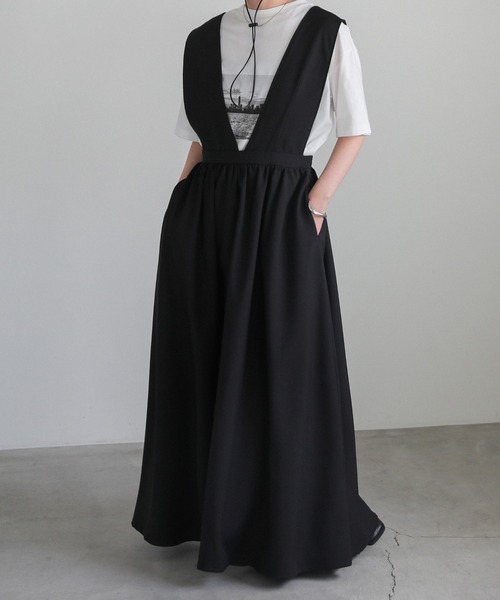 select MOCA（セレクトモカ）の「ギャザーフレアジャンスカ（ジャンパースカート・レディース・グレー/ブラック・LARGE/MEDIUM/SMALL）」の16枚目の写真