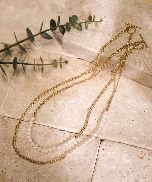 BAYFLOW(ベイフロー)の「淡水3WAYネックレス(ネックレス・レディース・イエロー・FREE)」の1枚目の写真