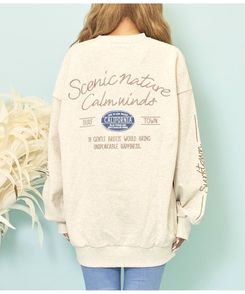 anap mimpi(アナップミンピ)の「デニム刺繍 CALIFORNIA 裏毛 スウェット トレーナー(スウェット・レディース・キナリ/ダークグレー・FREE)」の16枚目の写真