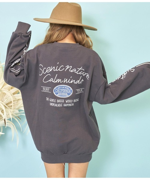 anap mimpi(アナップミンピ)の「デニム刺繍 CALIFORNIA 裏毛 スウェット トレーナー(スウェット・レディース・キナリ/ダークグレー・FREE)」の12枚目の写真