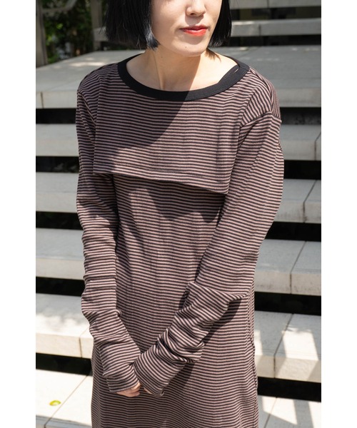 MILLER(ミラー)の「【 Robert P. Miller / ロバート・ピー・ミラー 】 パネルリブ クロップド ロングスリーブ カットソー DRE RM241-2147(Tシャツ/カットソー・レディース・ブラック/ブラウン/グリーン/ブラウン系その他/ライトブルー/ダークブラウン・FREE)」の3枚目の写真